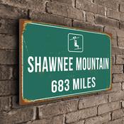 Shawnee Mountain Ski Resort Distance Sign – Ski Resort Distance Metal Sign, Custom Miles or Kilometers, Full Color UV Protected Print - 16-x-12