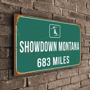 Showdown Montana Ski Resort Distance Sign – Ski Resort Mileage Sign, Custom Miles or Kilometers, Full Color UV Protected Print - 16-x-12