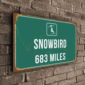 Snowbird Ski Resort Distance Sign – Ski Resort Mileage Sign, Custom Miles or Kilometers, Full Color UV Print, Weatherproof Aluminum Composite - 12-x-8