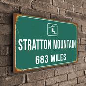 Stratton Mountain Ski Resort Distance Sign – Ski Resort Directional Distance Sign, Custom Miles or Kilometers, Full Color UV Protected Print - 14-x-10