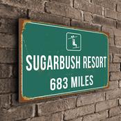 Sugarbush Resort Ski Resort Distance Sign – Personalized Ski Resort Distance Sign, Custom Miles or KM, Full Color UV Protected Print - 12-x-8
