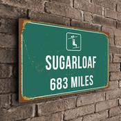 Sugarloaf Ski Resort Distance Sign – Ski Resort Directional Distance Sign, Custom Miles or Kilometers, UV Protected Full Color Print - 20-x-14-inches