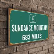 Sundance Mountain Ski Resort Distance Sign – Ski Resort Distance Metal Sign, Custom KM or Miles, UV Protected Full Color Print, Aluminum Composite - 14-x-10 image