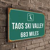Taos Ski Valley Ski Resort Distance Sign – Personalized Ski Resort Distance Sign, Custom Miles or Kilometers, Full Color UV Print - 14-x-10