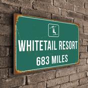 Whitetail Resort Ski Resort Distance Sign – Custom Distance to Ski Resort Sign, Custom Miles or KM, Full Color UV Print - 14-x-10