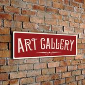 Art Gallery Wall Sign – Rustic Vintage Business Sign, UV Protected Fade Resistant Print, Aluminum Composite, Easy Install Punched Holes - 12-x-4-inches / red