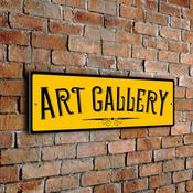 Art Gallery Sign – Retro Business Wall Sign, Full Color UV Protected Print, Durable Aluminum Composite, Punched Holes Easy Mount - 12-x-4-inches / yellow-black-text