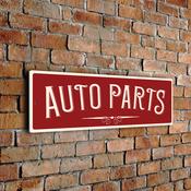 Auto Parts Sign – Vintage Style Business Sign, UV Protected Fade Resistant Print, Weatherproof Aluminum Composite - 24-x-8-inches / red