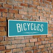 Bicycles Sign – Rustic Vintage Business Sign, UV Protected Full Color Print, Weatherproof Aluminum Composite, Pre-Punched Holes for Mounting - 24-x-8-inches / blue
