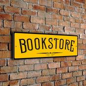 Bookstore Wall Sign – Vintage Commercial Wall Sign, UV Protected Full Color Print, Durable Aluminum Composite, Punched Holes Easy Mount - 12-x-4-inches / yellow-black-text