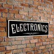 Electronics Wall Sign – Vintage Style Business Sign, UV Protected Full Color Print, Durable Aluminum Composite, Pre-Punched Holes for Mounting - 24-x-8-inches / black