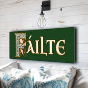 Fáilte Sign – Handmade in Ireland, Celtic Lettering, Authentic Irish Gifts, Durable UV Protected Signs - 36-x-12-inches image