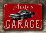 Custom 1968 Dodge Charger Garage Sign – Personalized Car Decor, Weatherproof Brushed Metal Wall Art, Gift for 1968 Charger Owners - 14-x-10