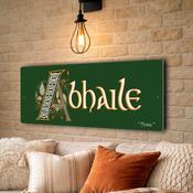 Abhaile Sign – Irish Home Wall Sign with Celtic Knotwork Design - 20-x-6-inches