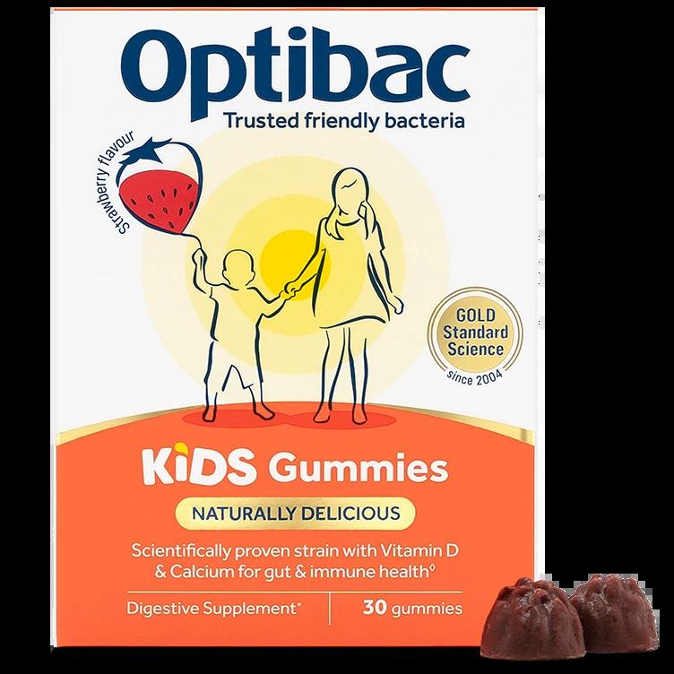 Optibac Kids Strawberry Gummies Probiotics 30 Count - Immune & Digestive Support, Vegan, Dairy Free, Gluten Free, GMO Free, Free from Gelatin, Free from Artificial Colours
