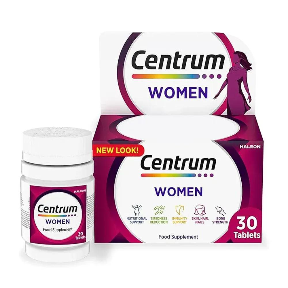 Centrum Women Multivitamin 30 Tablets - Complete daily multivitamin for women's nutritional needs. Supports immunity, hair, skin & nails. Contains Vitamin D. 