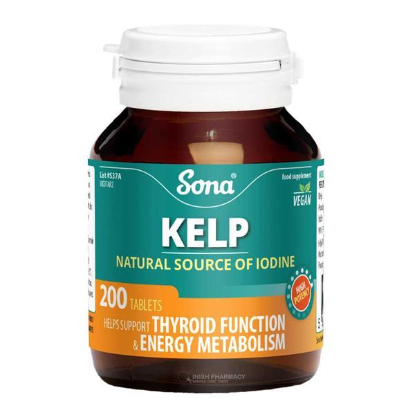 Sona Kelp 200 Tablets - Natural Source of Iodine, Supports Thyroid Function & Energy Metabolism, Vegan