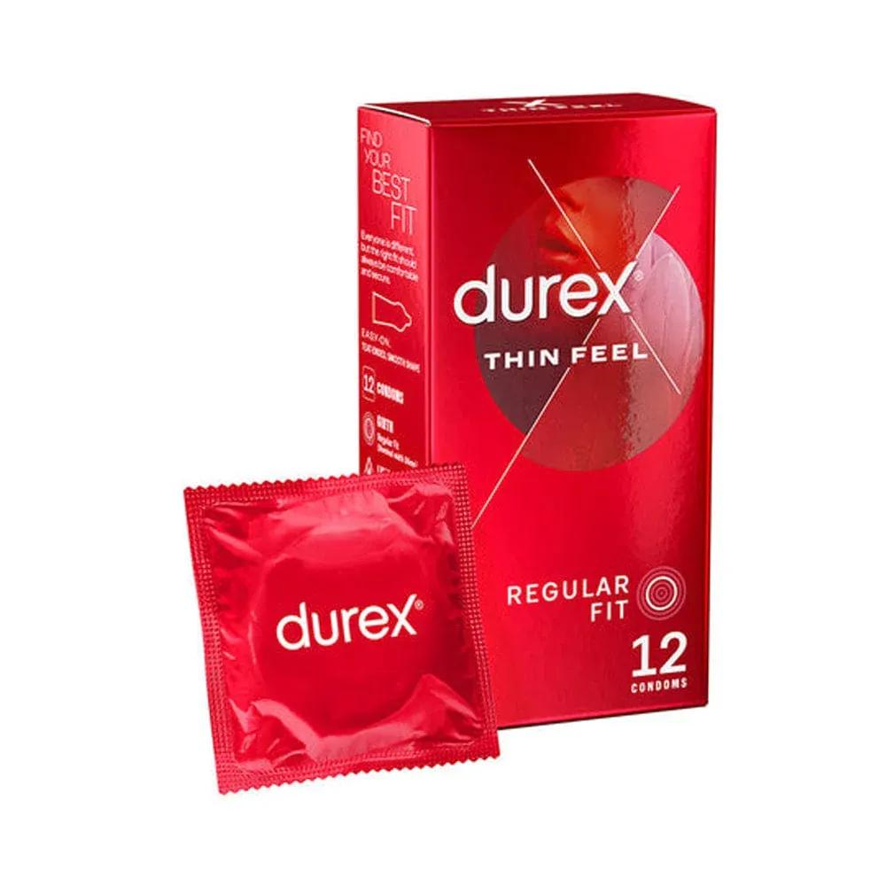 Durex Thin Feel Condoms 12 Pack, Lubricated, Easy-On