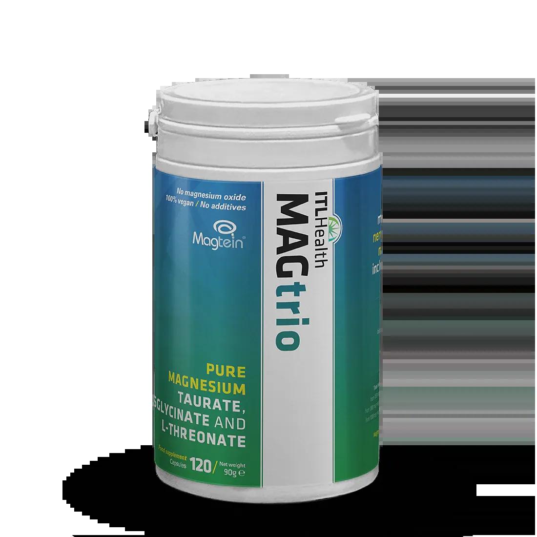 ITL Health MAGtrio 120 Capsules - Magnesium Taurate, Bisglycinate, L-Threonate - Vegan