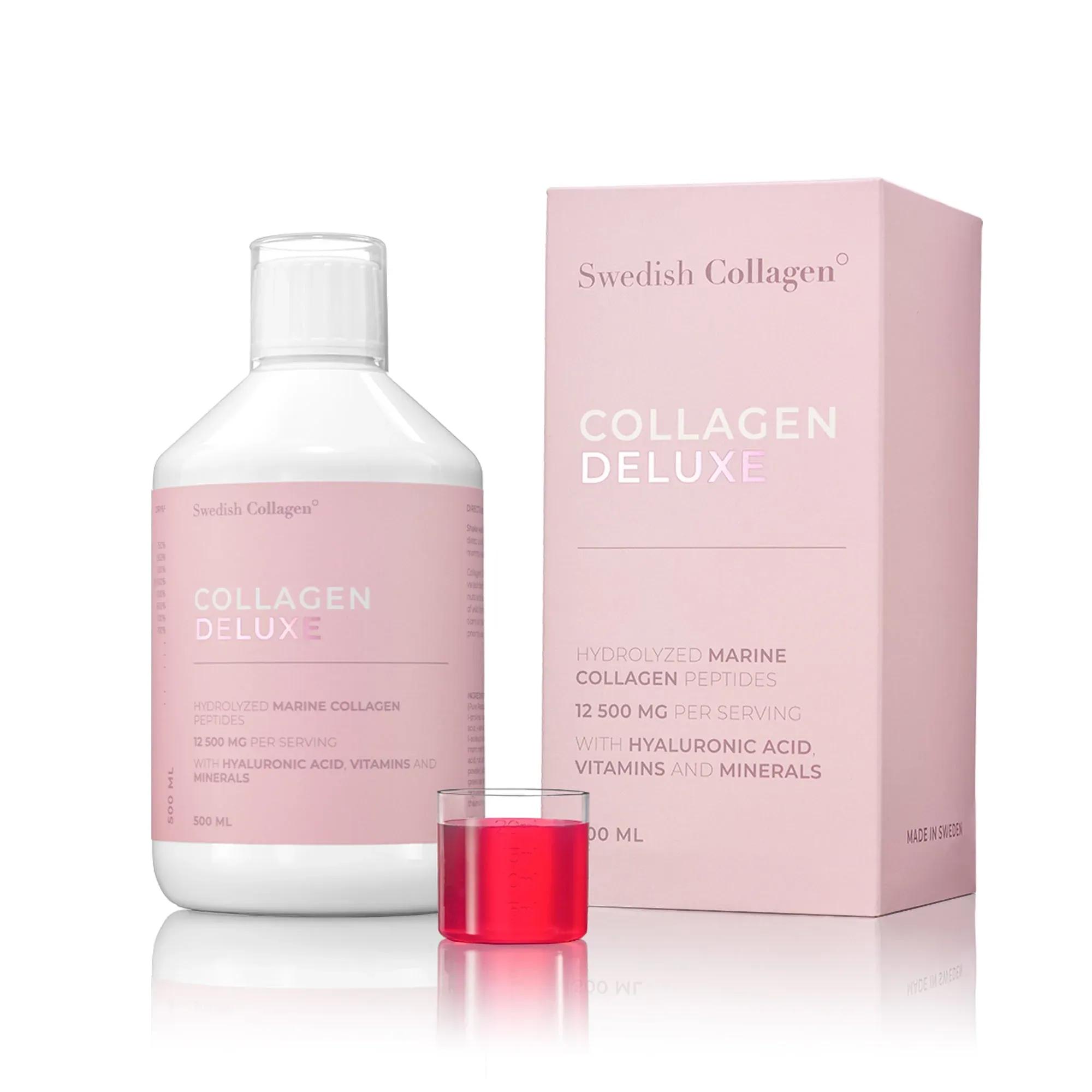Swedish Collagen Deluxe Marine Collagen Peptides 12500mg with Hyaluronic Acid, Vitamins and Minerals 500ml