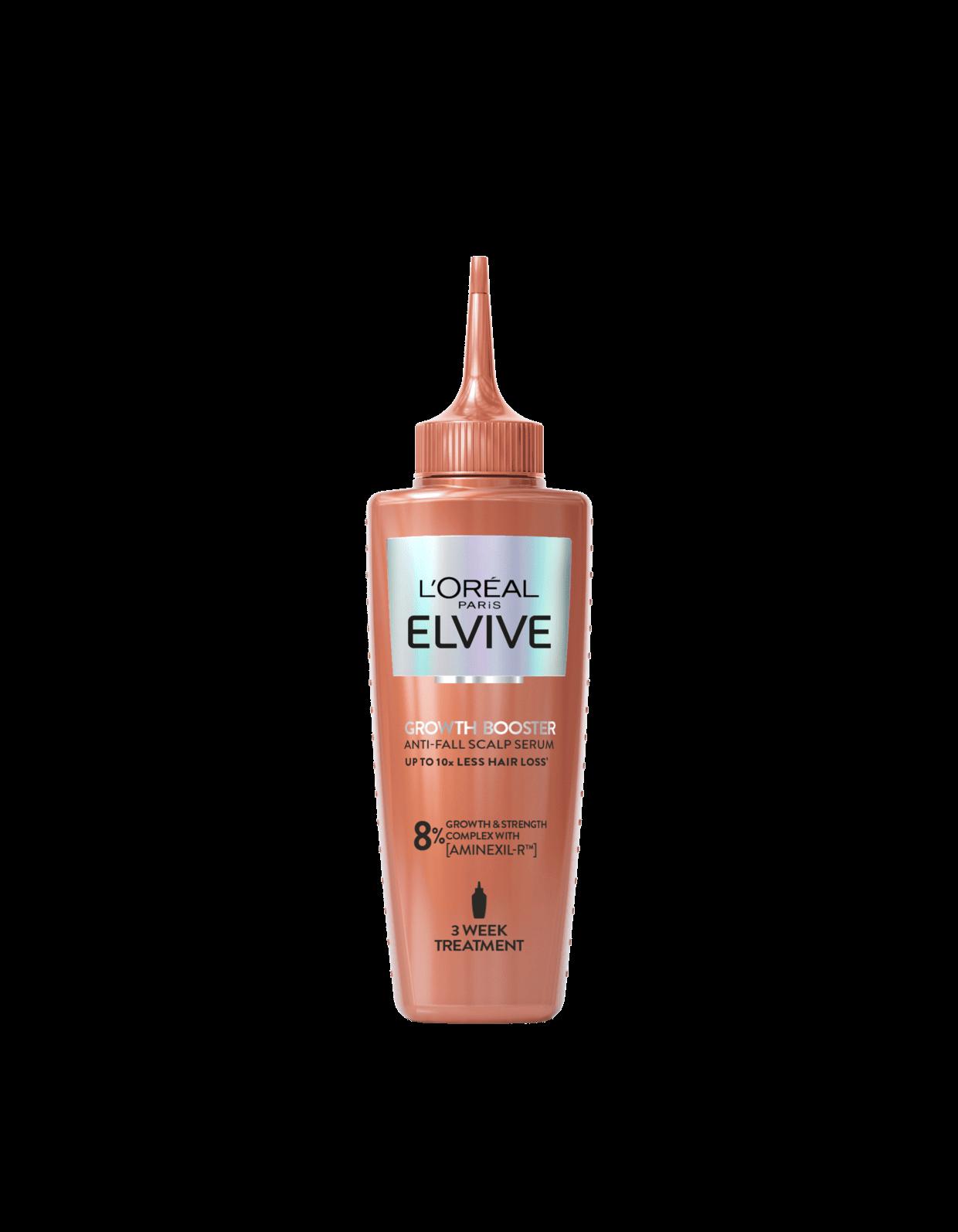 L'Oreal Elvive Growth Booster Anti-Fall Scalp Serum for Hair Loss, Size 102ml, with Aminexil, Niacinamide, Ginger Extract, 3 Week Treatment