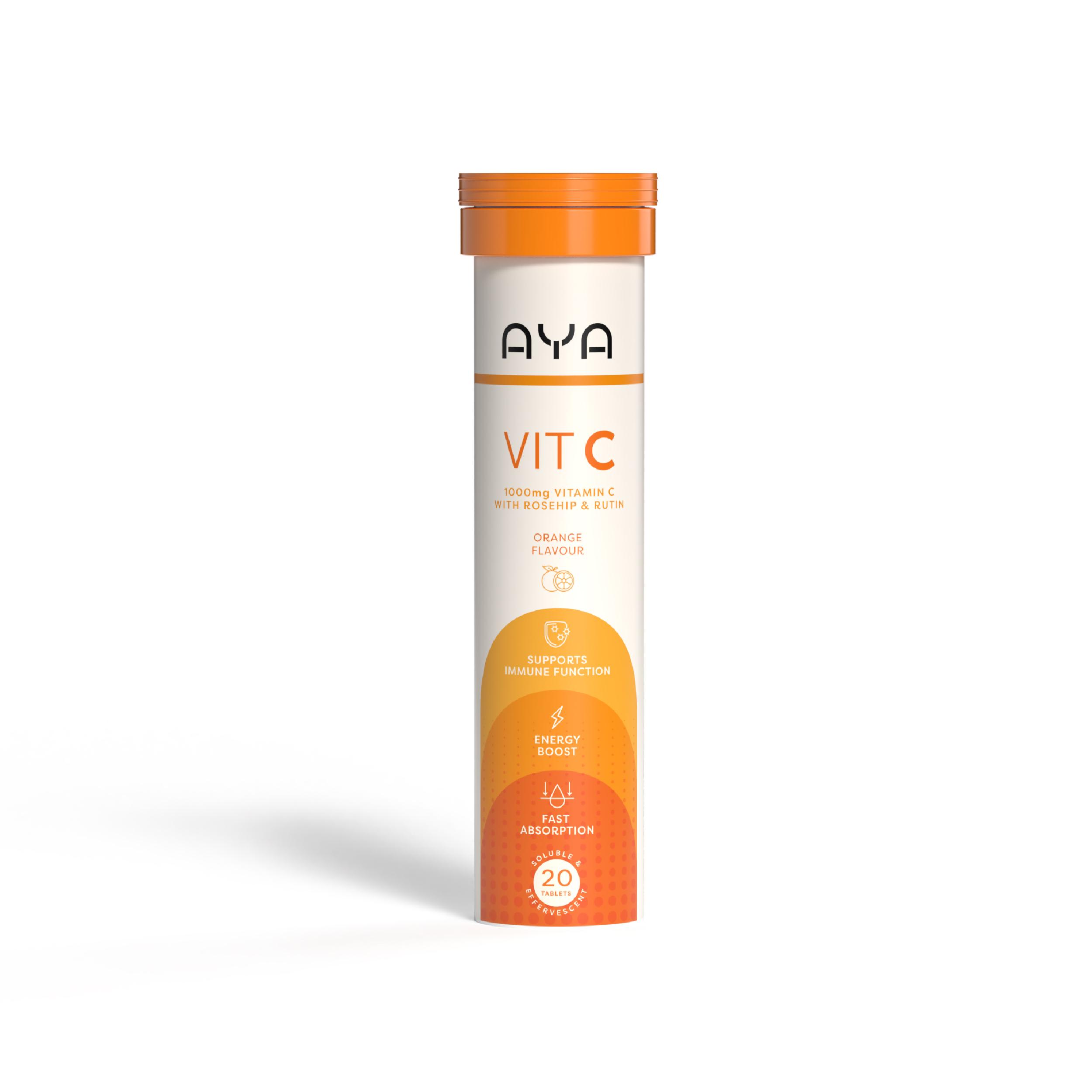 Aya Effervescent Vitamin C 1000mg with Rosehips & Rutin - 20 Tablets