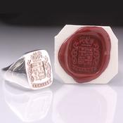 Full Family Coat of Arms Ring - Square Heraldic Seal Ring (Large)