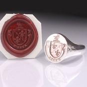 Full Family Coat of Arms Ring - Oval Heraldic Seal Ring (Large) REVERSE SEAL