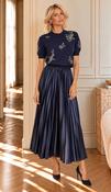METALLIC MUSE PLEATED SKIRT - NAVY image