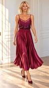 METALLIC MUSE PLEATED SKIRT - BORDEAUX image