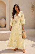 THE INDIGO PAISLEY DRESS - LEMON image