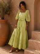 THE SORRRNTO LACE MIDI DRESS - PISTACHIO image