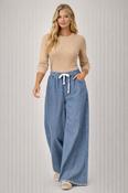 THE AMALFI WIDE LEG TROUSERS - BLUE DENIM