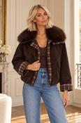MIA FAUX SUEDE BOMBER JACKET - CHOCOLATE image