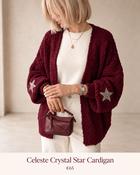 CELESTE CRYSTAL STAR CARDIGAN - BORDEAUX