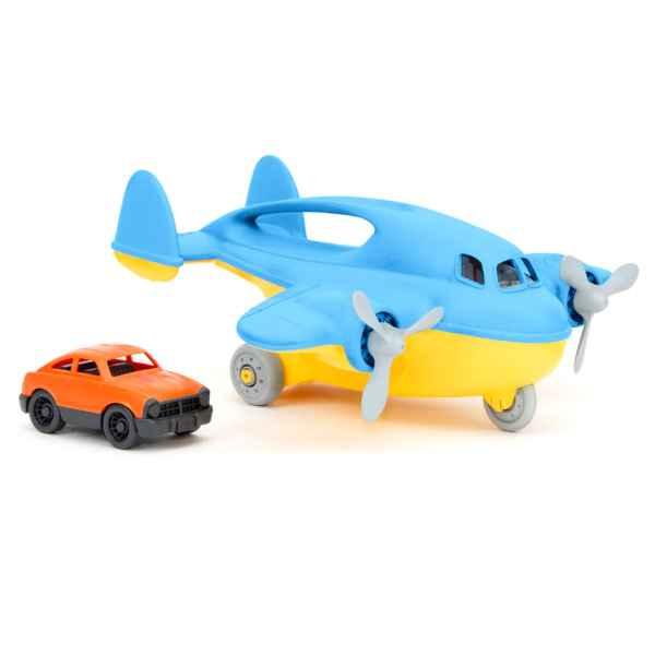 Green Toys Cargo Plane with Blue, Yellow, Orange Car - Toy