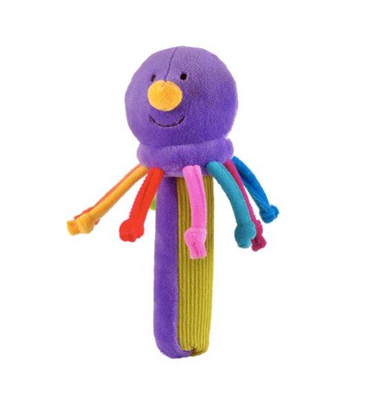 Squeakaboo Octopus Rattle Soft Plush Crinkle Fabric Colorful Tentacles Baby Toy