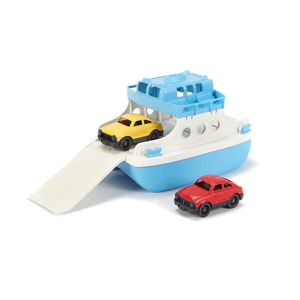 Green Toys Ferry Boat Recycled Plastic Toy with Mini Cars for Bathtub Play