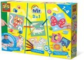 My first 3 in 1 finger painting, colouring sticking shapes