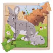Rabbit &amp; Kitten Wooden Jigsaw Puzzle image