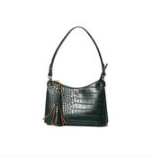 Mini Shoulder Bag - Forest Green Croc Detail