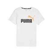 Puma Essentials+ Two-Tone Logo Tee Big Kids - White/Black - 11/12 yrs