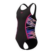 Speedo Girls Hyperboom Splice Muscleback Swimsuit - Black/Pink - 8K image