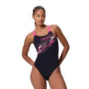 Speedo Medley Logo Medalist Swimsuit - Black/Pink - 36 image
