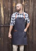 Denim Bib with Leather  Neck Strap