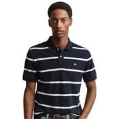 Gant Striped Short Sleeved Polo- Evening Blue image