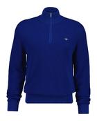 Gant Micro Textured Cotton Half Zip Sweater - Crisp Blue