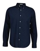 Gant Regular Fit Poplin Micro Print Shirt - Evening Blue