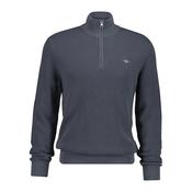 Gant Micro Textured Cotton Half Zip Sweater - Mid Grey image