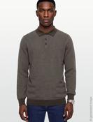Gant Cotton Wool 2-Tone Texture Polo Sweater - Shadow Brown